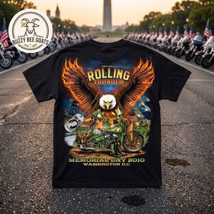 2010 Rolling Thunder T Shirt 23rd Annual Washington DC Graphic Tee POW MIA 15
